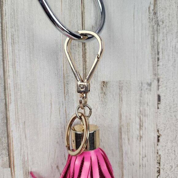 Tassel Decor Bag Keychain Charm Pink - Picture 3 of 4